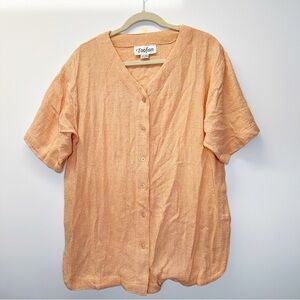 Toofan vintage lagenlook short sleeve shirt top peach size large